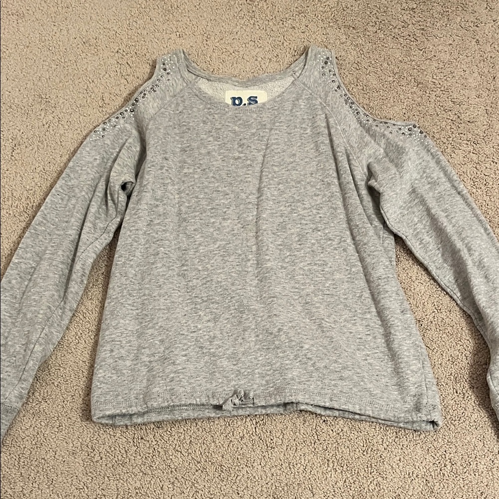 Aeropostale Gray Cold Shoulder Kids Top